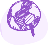 Magnifying glass on globe