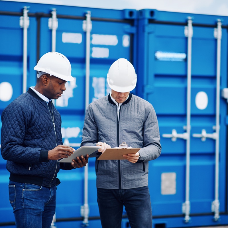 A business person working on automation software